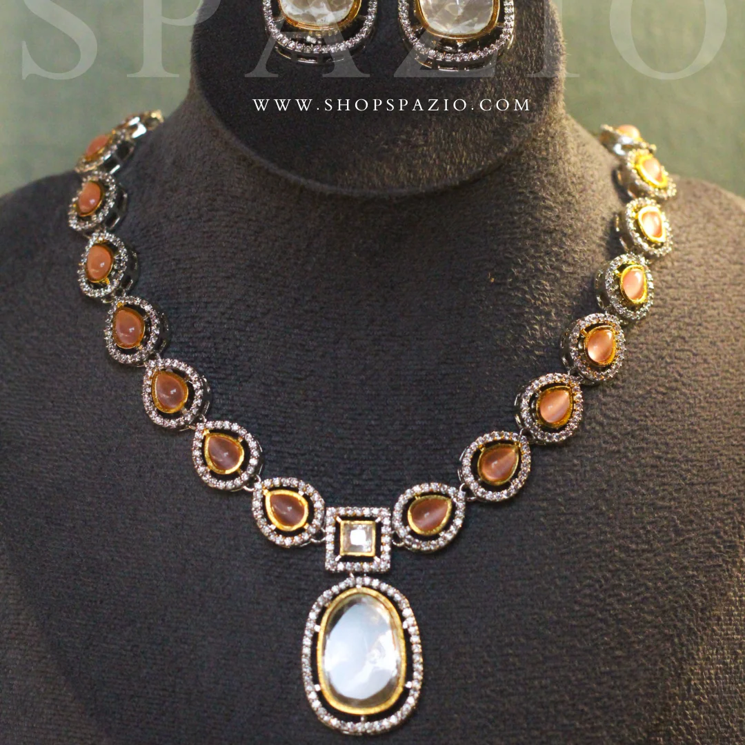 Royal Kundan Polki Set-Mustard - Image 5
