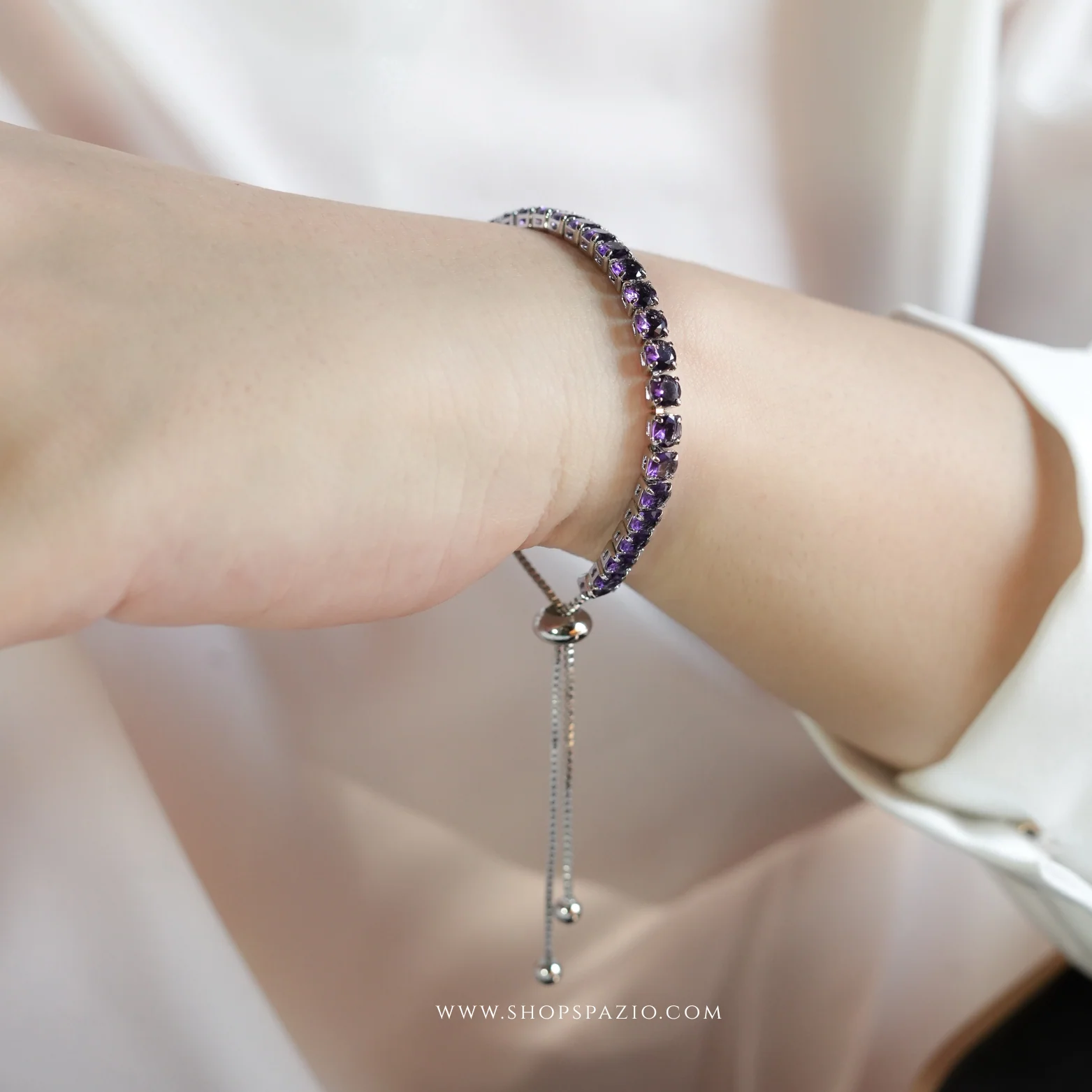 Purple Tennis Bracelet - Adjustable - Image 3
