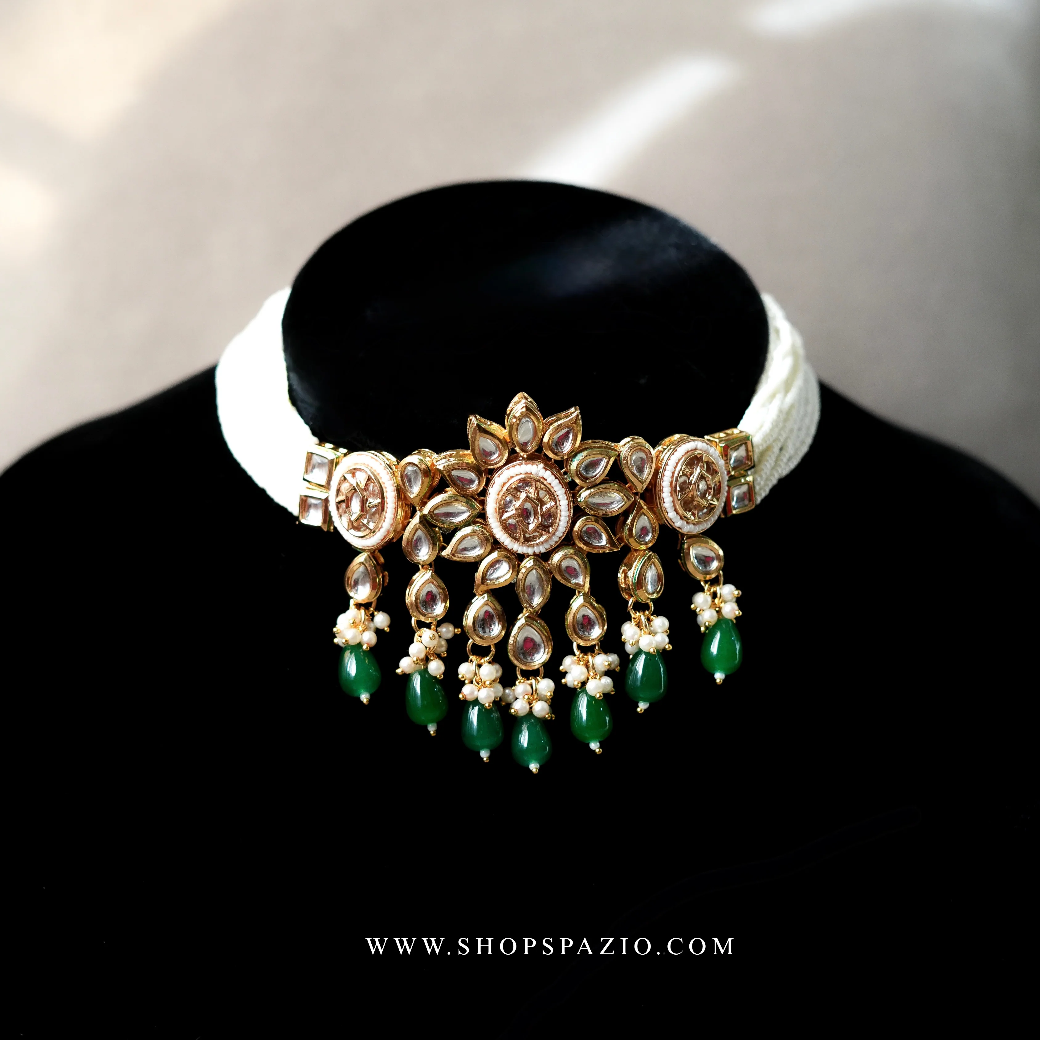 Green Kundan Choker Set - Image 4