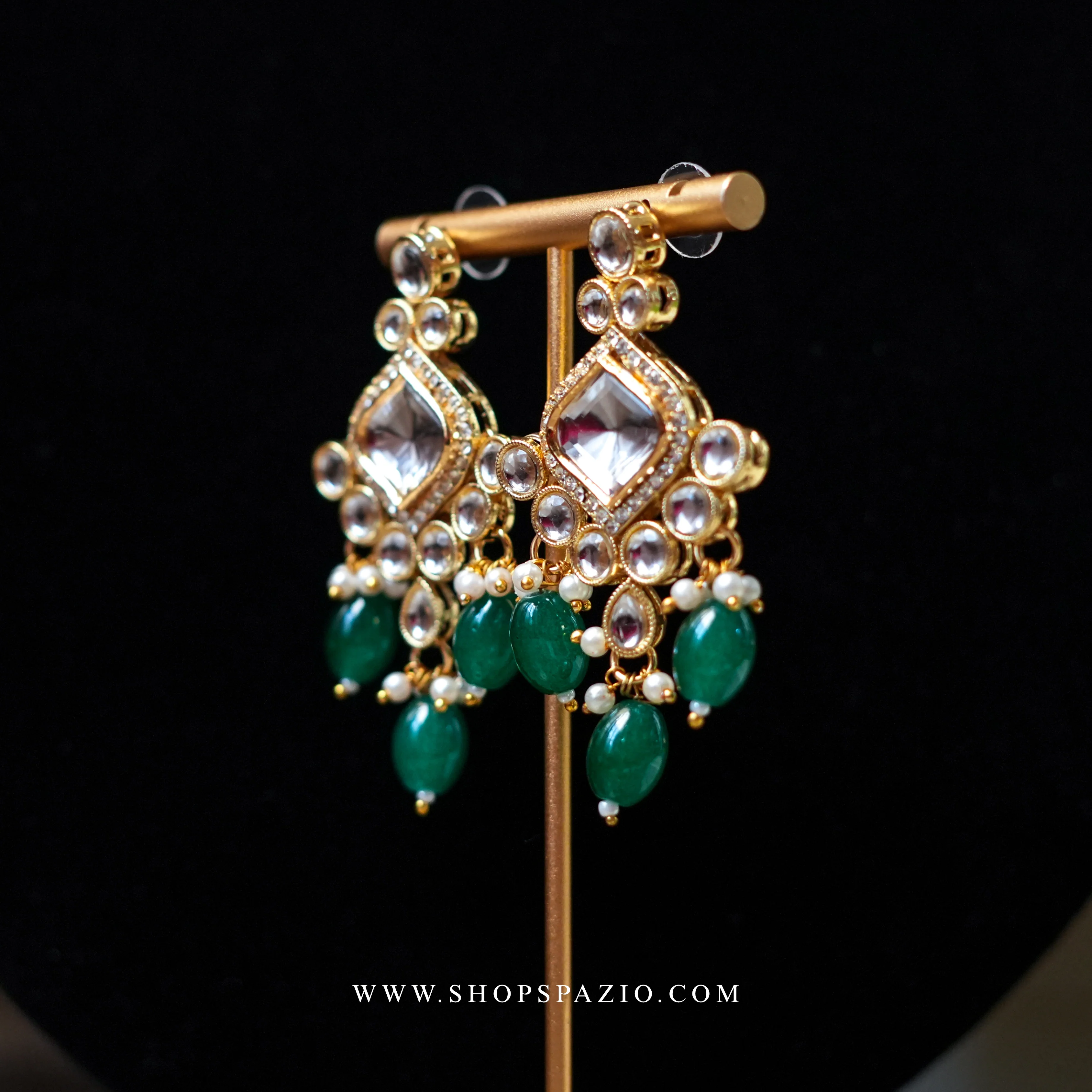 Meher Kundan Set - Green - Image 4
