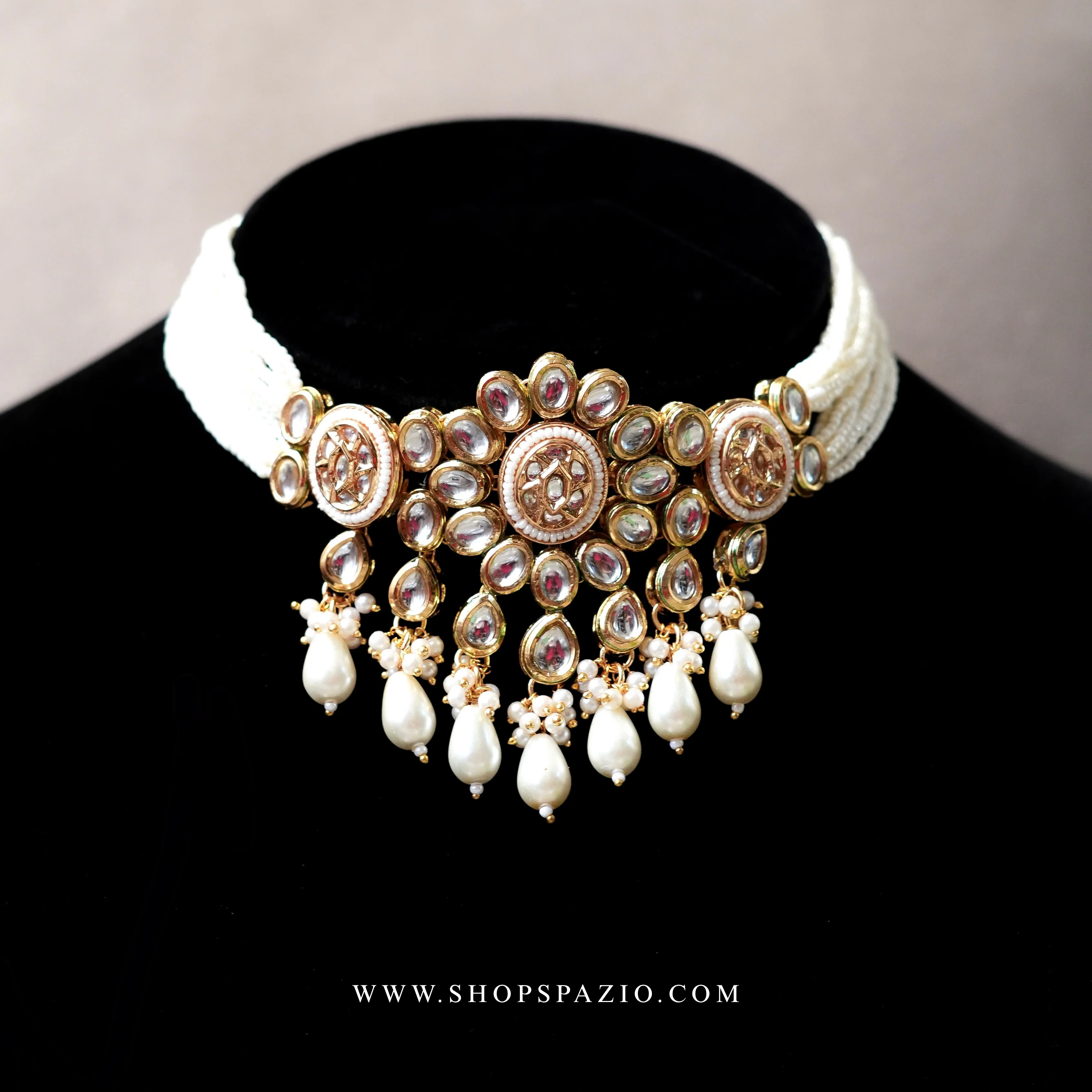 Kundan Choker Set - White - Image 3