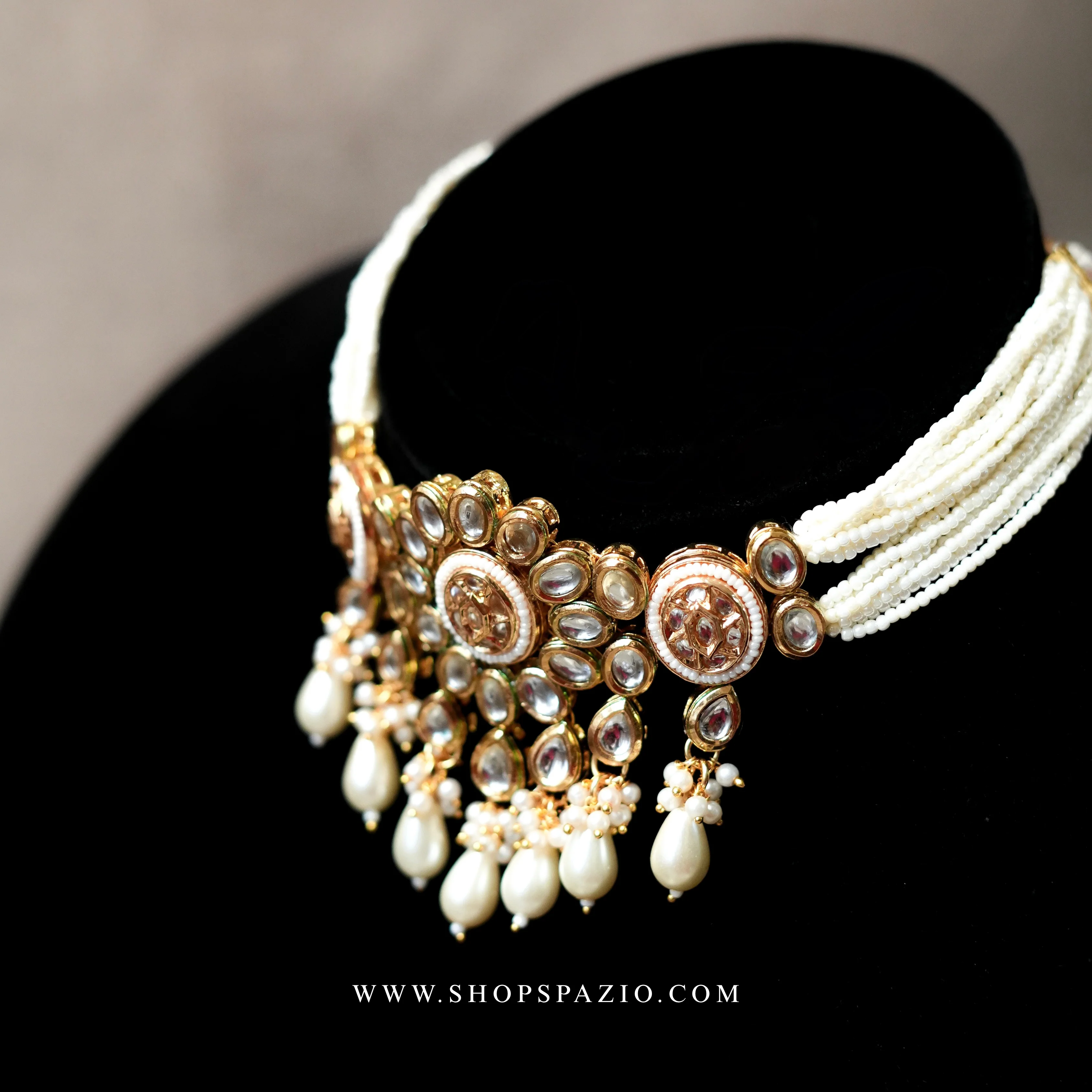 Kundan Choker Set - White - Image 4