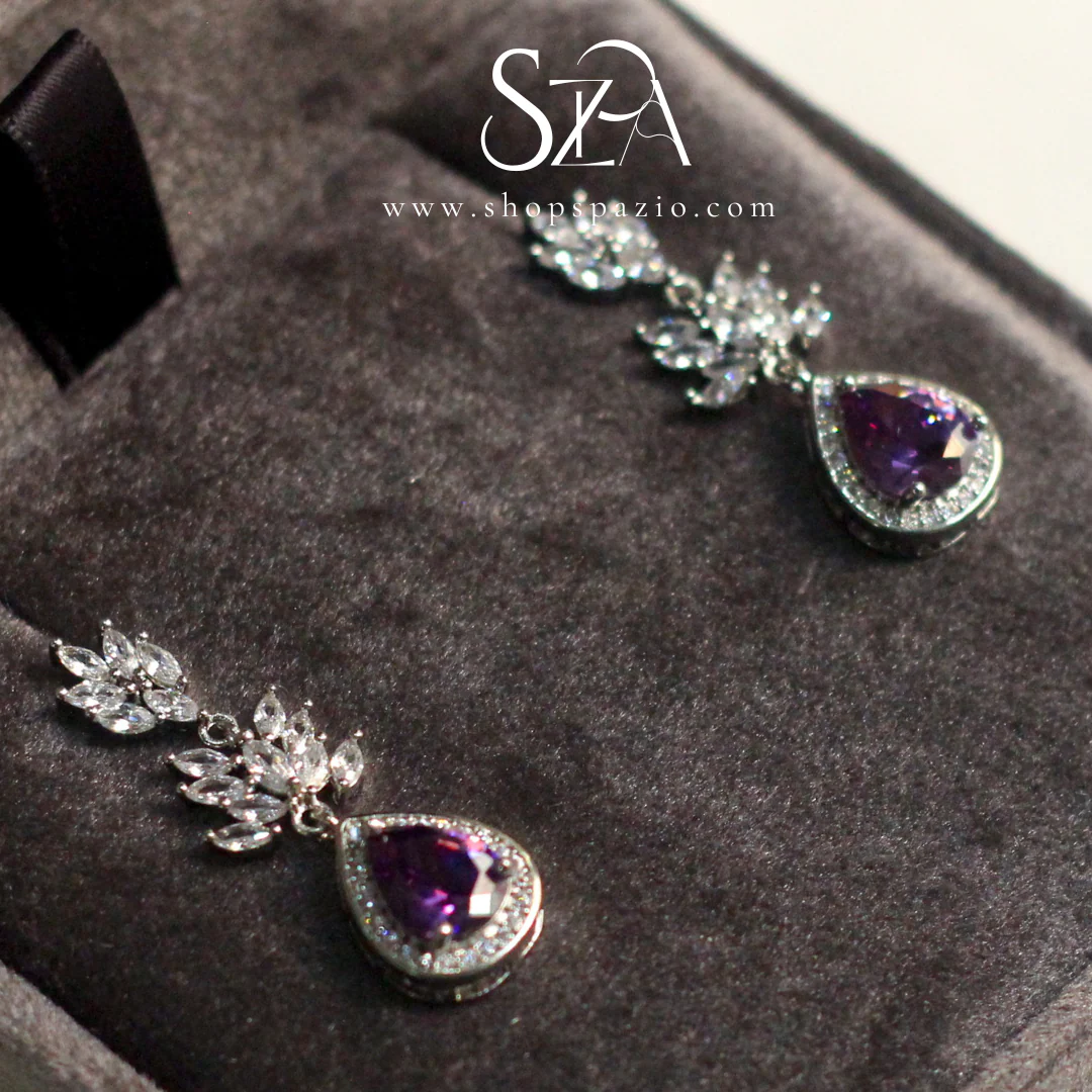 Purple Leaf Cascade Earrings - Image 3