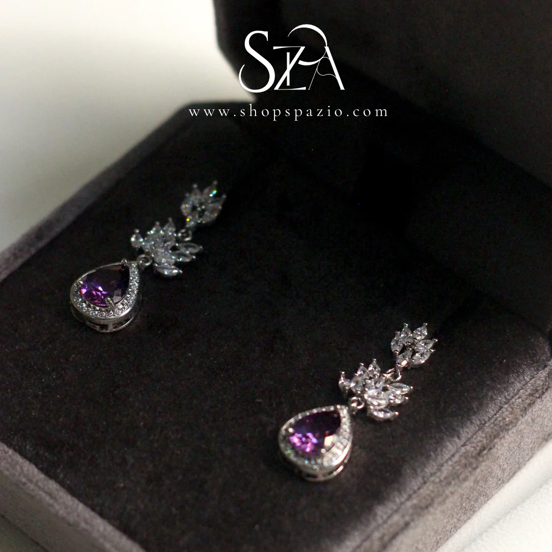 Purple Leaf Cascade Earrings - Image 4