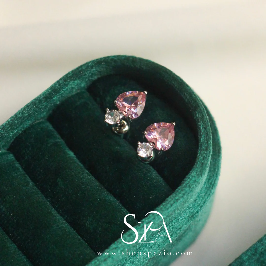 Rosé Heart Zircon Studs - Image 4