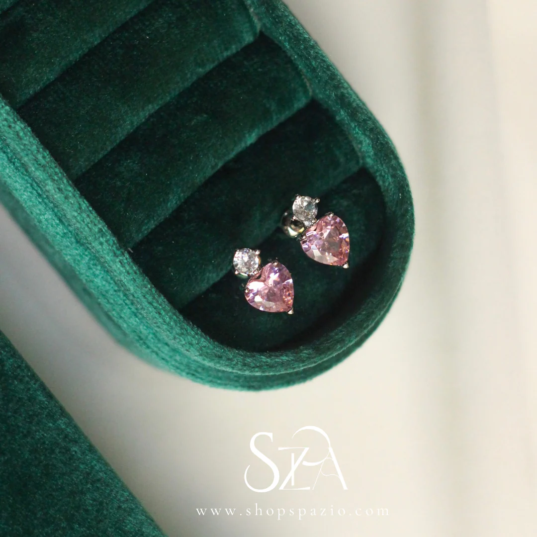 Rosé Heart Zircon Studs - Image 6