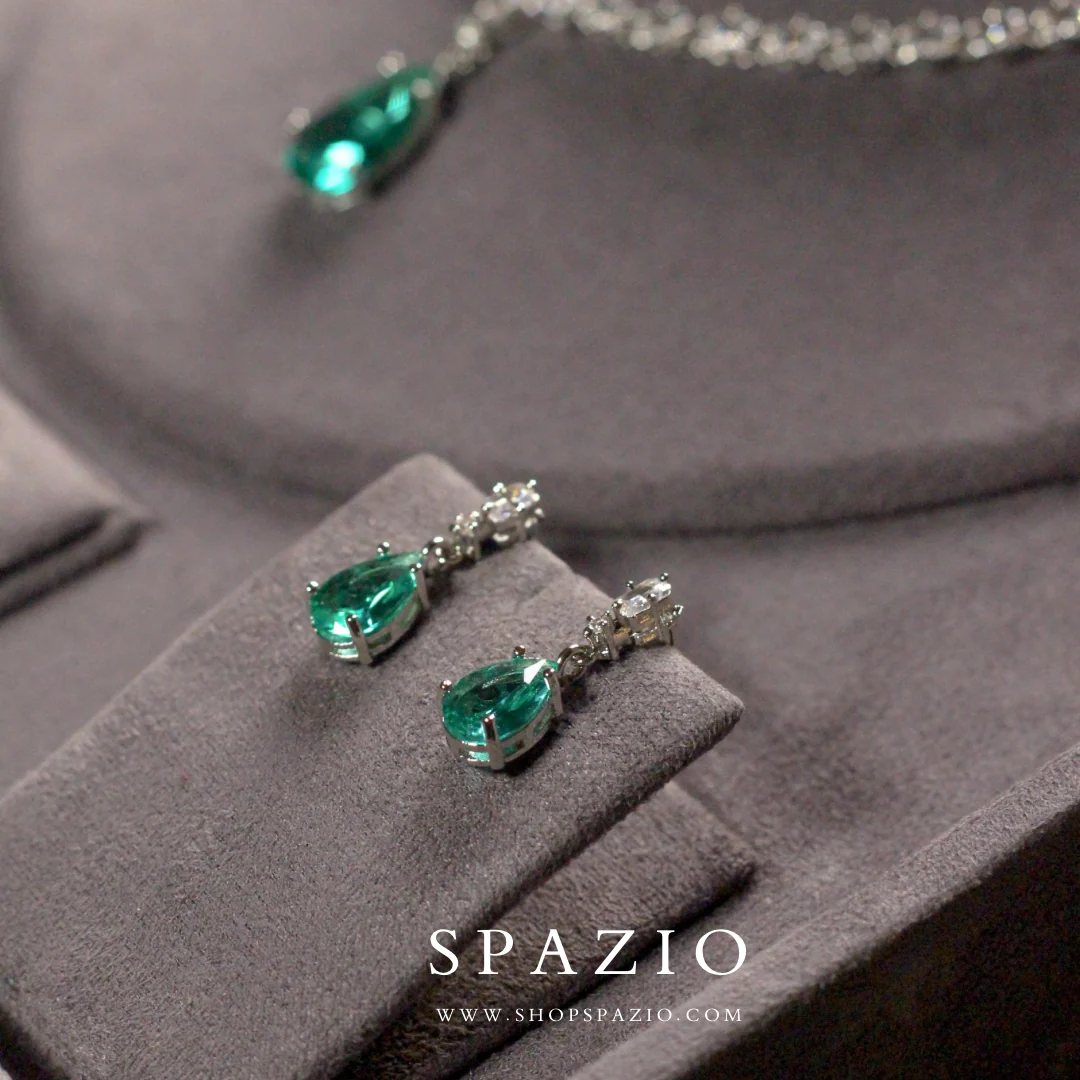 Minimal Teal Zircon Necklace Set - Image 7