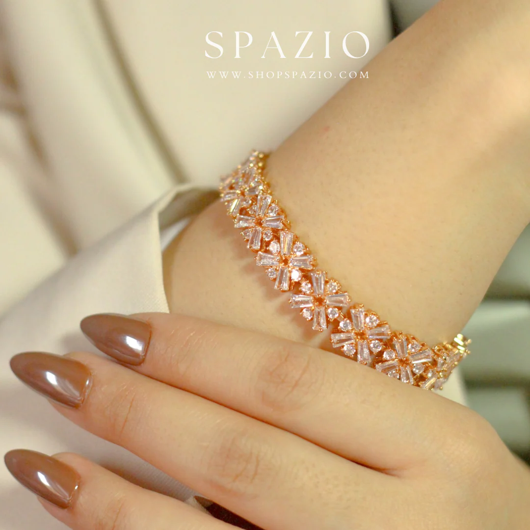 CZ Bloom Bracelet-Rose Gold - Image 4